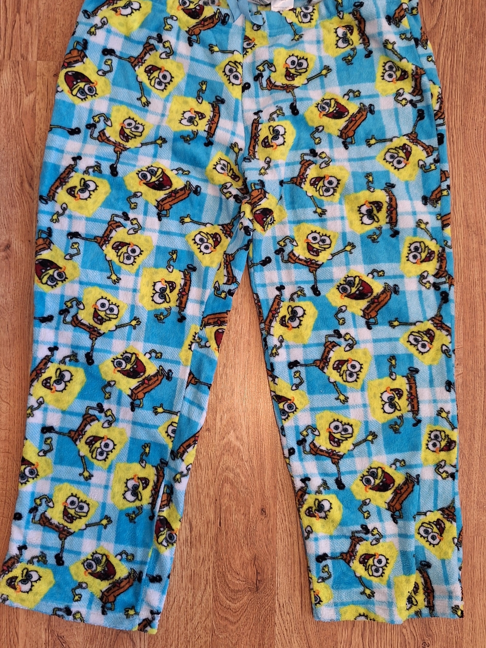 SpongeBob SquarePants Blue and Yellow Adults Fleece Pajama Pants